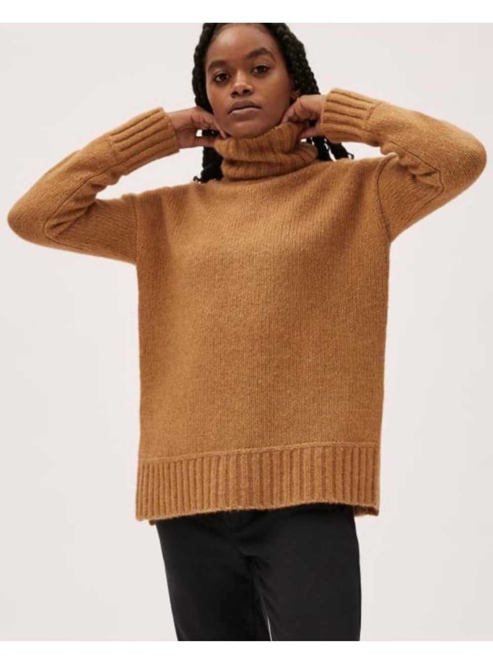 Everlane Cloud Turtleneck Sweater Chunky Heathered Chai Tan Wool Alpaca XS